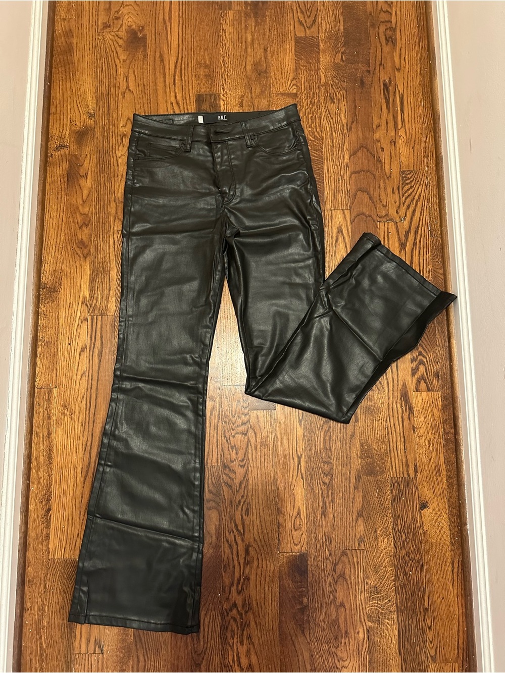 Kut from the Kloth Black Faux Leather Flare Pants